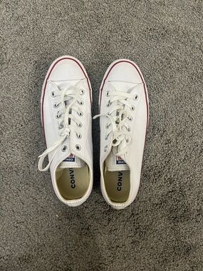 Converse White Low-Top Sneakers with Red Trim